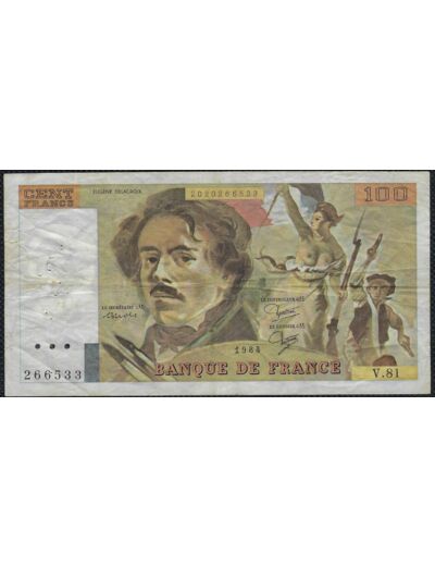 FRANCE 100 FRANCS DELACROIX 1984 SERIE V.81 TTB