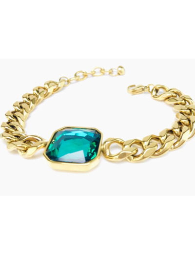 Bracelet Femme Gourmette Or Femme Zircon Vert