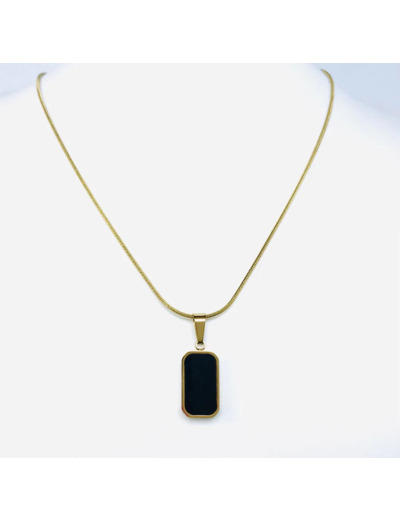 Collier Or avec Pendentif Nacré Noir et Blanc