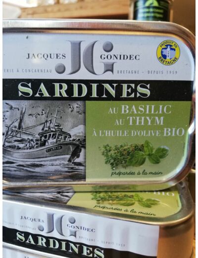 Sardines au basilic, thym et huile d'olive bio