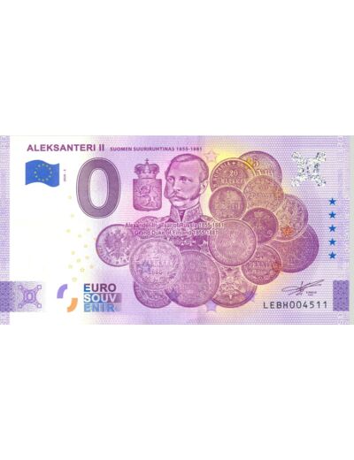 FINLANDE 2020-3 ALEKSANTERI II ANNIVERSAIRE BILLET SOUVENIR 0 EURO NEUF