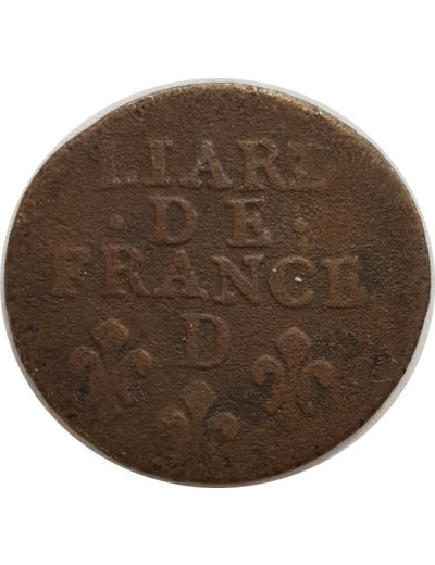 LOUIS XIV (1643-1715) LIARD DE FRANCE 1693 D (Lyon) B+