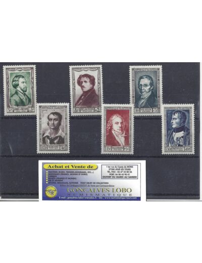 YVERT 891 a 896 CELEBRITES DU XIX Serie 6 Timbres NEUF