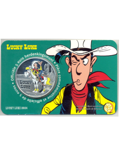 BELGIQUE 2024 5 EURO LUCKY LUKE COLORISEE COINCARD