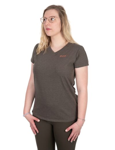 tee shirt  v nec femme fox