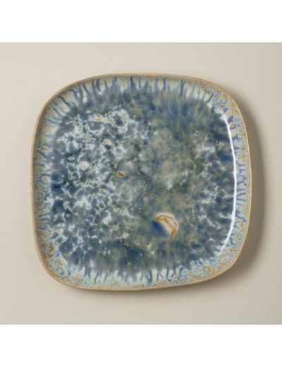 Assiette céramique bleu intense 28x28x3cm