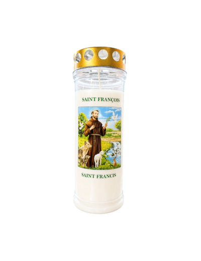 Bougie Funéraire 160 Heures Saint François d'Assises avec Prière