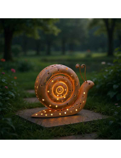 Photophore escargot rouille 33x9x23cm