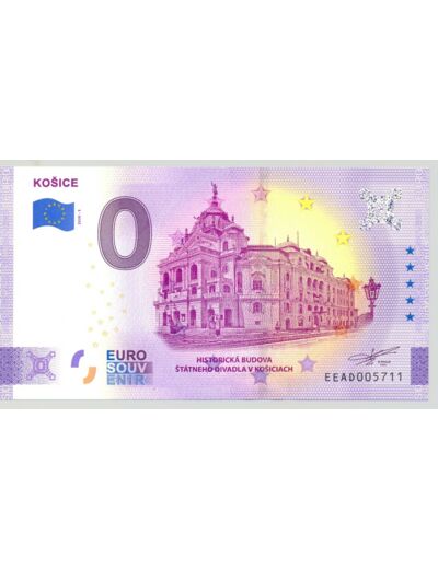 SLOVAQUIE 2020-3 KOSICE BILLET SOUVENIR 0 EURO TOURISTIQUE NEUF