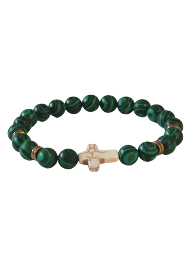 BRACELET élastique 8mm en pierre véritable coloris Malachite Verte