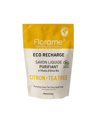Eco recharge savon liquide flacon verre Citron Tea Tree 470ml