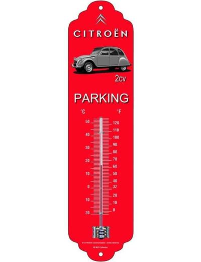 Thermomètre métal Citroen 2CV, Parking - 7 x 28 cm - 15188TH