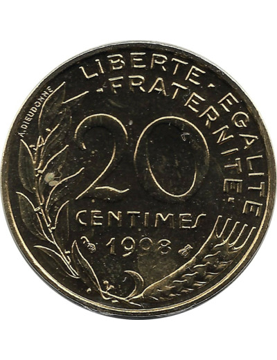 FRANCE 20 CENTIMES LAGRIFFOUL 1998 BU