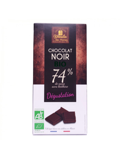 Tablette de Chocolat Noir 74% de Cacao Bio 100g