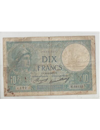 FRANCE 10 FRANCS MINERVE 25 02 1937 H.68133 B