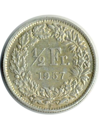 SUISSE 1/2 FRANC 1957 B TTB