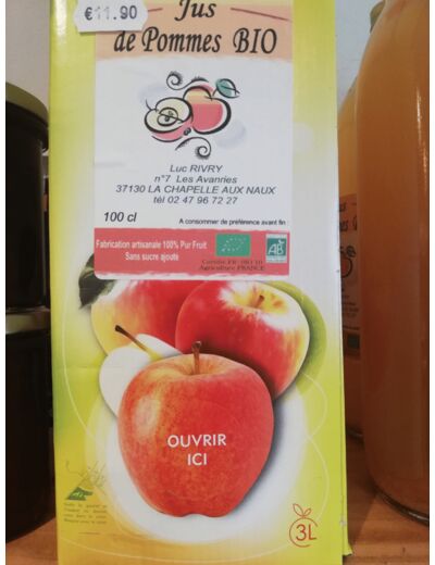 Jus de pommes BIO 3L