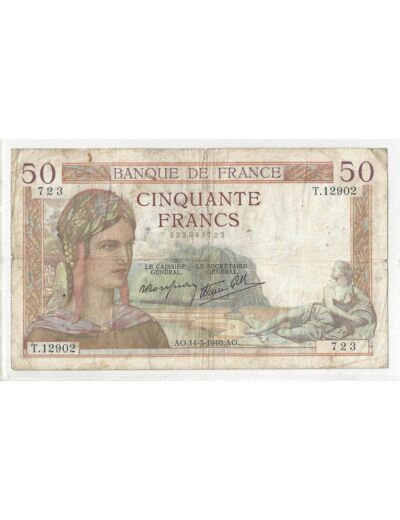 FRANCE 50 FRANCS CERES 14/03/1940 TB+ T.12902