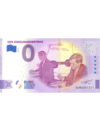 ALLEMAGNE 2020-21 DER EINIGUNSVERTRAG BILLET SOUVENIR 0 EURO TOURISTIQUE  NEUF