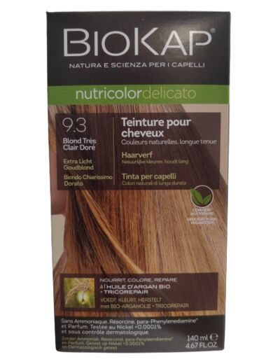 Coloration Nutricolor Delicato 9.3 Blond Très Clair Doré-140 ml-Biokap