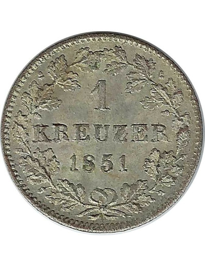 ALLEMAGNE WURTTEMBERG 1 KREUZER 1851 SUP-