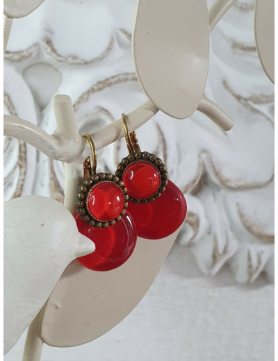 BOUCLES D'OREILLES DORMEUSES ROUGE