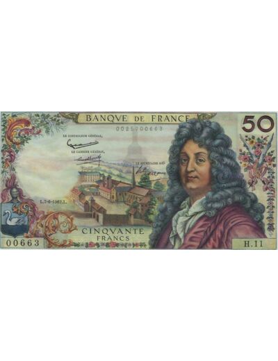 FRANCE 50 FRANCS SERIE H.11 RACINE 07 06 1962 SPL