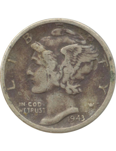 AMERIQUE ( U.S.A ) ONE DIME (10 cents) 1943 D MERCURY DIME TB+ N2