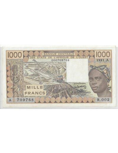 B.C.E.A.O (COTE D'IVOIRE ) 1000 FRANCS 1981 TTB+