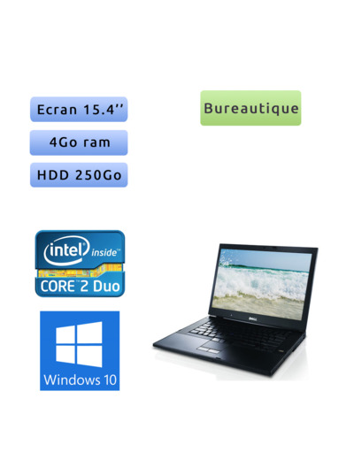 Dell Latitude E6500 - Windows 10 - 2.53 4Go 250Go - 15.4  - Ordinateur Portable PC