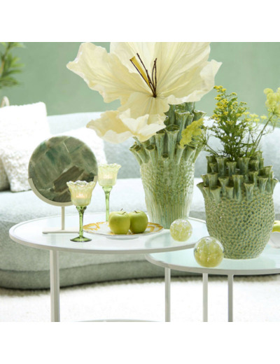 Sulfure verre Coral jaune 8x8x8cm