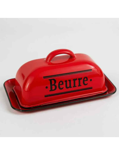 Beurrier rouge métal 22x9x12cm