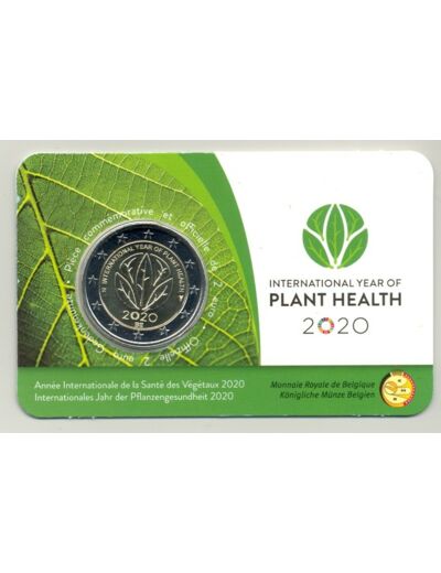 BELGIQUE 2020 2 EURO COMMEMORATIVE ANNEE DES PLANTES COINCARD VERSION FRANCAISE