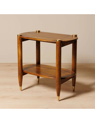 Table d'Appoint Elanza Bois de Manguier Laiton 61x66x38cm