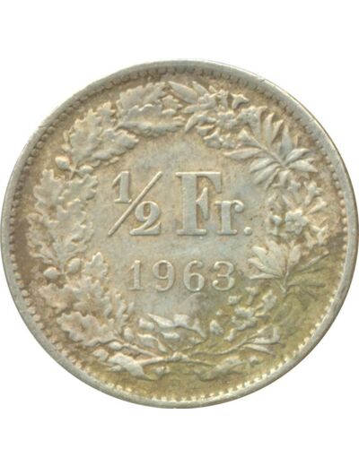 SUISSE 1/2 FRANC 1963 B TTB taches