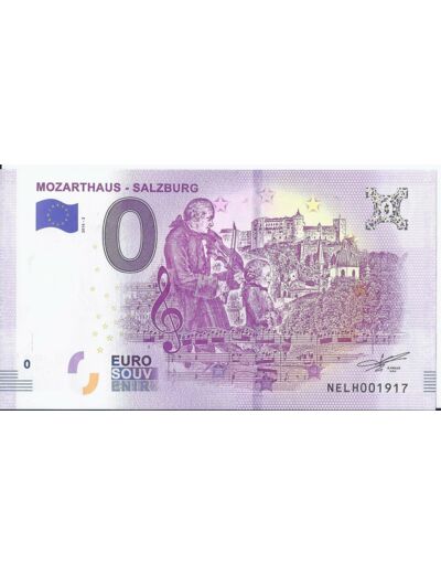 AUTRICHE 2018-3 MOZARTHAUS SALZBURG  BILLET SOUVENIR 0 EURO TOURISTIQUE NEUF