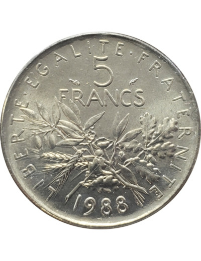 FRANCE 5 FRANCS SEMEUSE 1988 SUP/NC (G771)