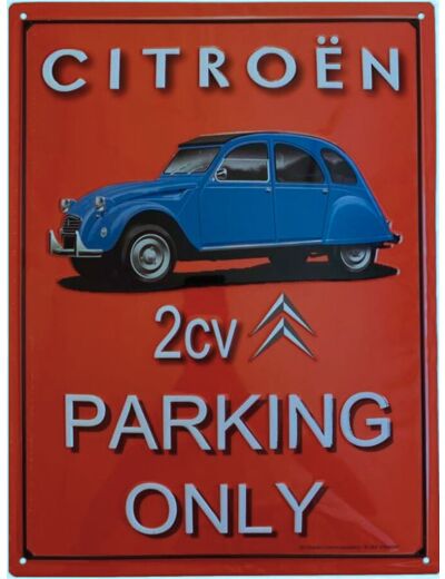 Plaque métal Citroën, 2CV - Version métallisée - 30 x 40 cm - 15188RAM - Citroen