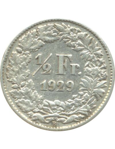 SUISSE 1/2 FRANC 1929 B TTB