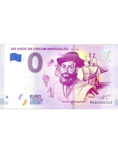 PORTUGAL 2019 -1 500 ANOS DA CIRCUM-NAVEGACAO BILLET 0 EURO SOUVENIR