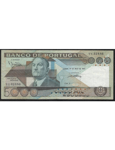 PORTUGAL 5000 ESCUDOS 24-05-1983 TX TTB (W182c)