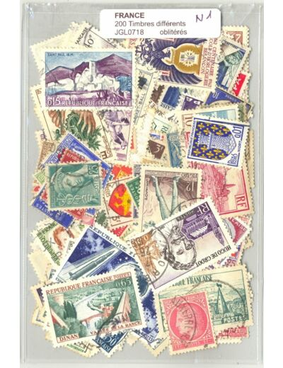 FRANCE LOT 200 TIMBRES OBLITERES DIFFERENTS N1