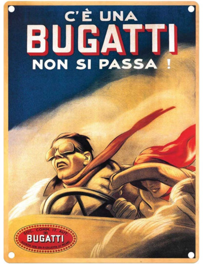 Plaque métal BUGATTI - 30 x 40 cm - Cadeau pour Fan de BUGATTI et de vieilles voitures.