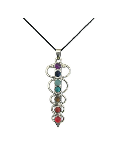 Pendentif Caducée 7 Chakras