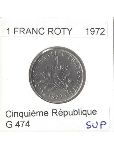 FRANCE 1 FRANC ROTY 1972 SUP