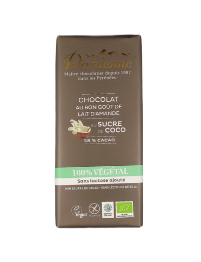 Tablette Chocolat 100% Végétal Sans Gluten 80g Bio