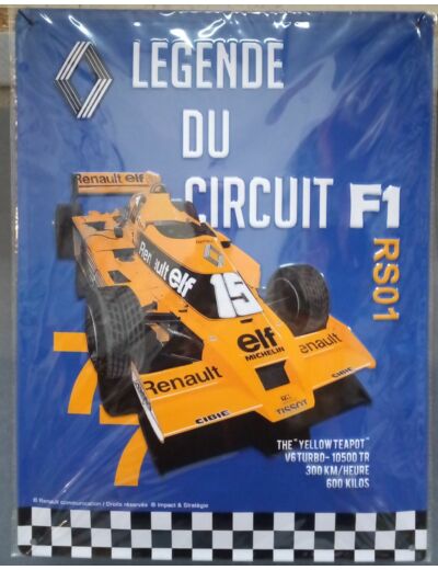 Plaque métal - Renault - LEGENDE DU CIRCUIT F1 - 30x 40cm - Déco vintage