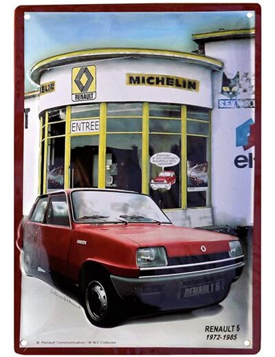 Plaque métal Renault - Renault 5 - 20 x 30cm. Yougtimer.