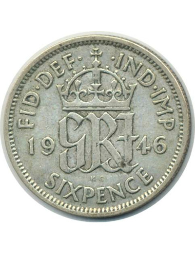 GRANDE BRETAGNE 6 PENCE 1946 GEORGES VI TB+ (W852)