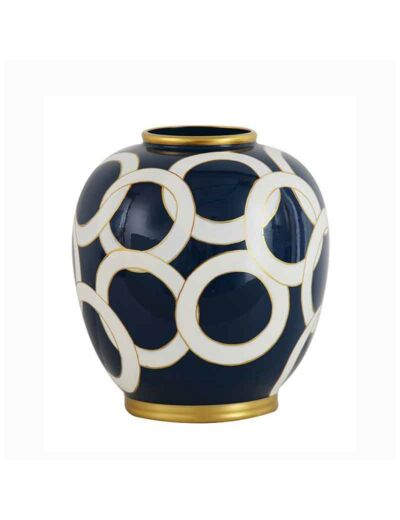 Vase Corfou céramique bleu blanc ronds
